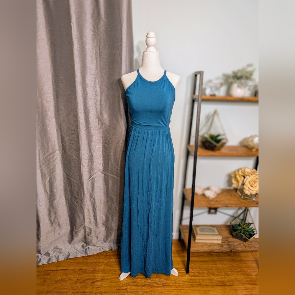 Old Navy Teal Maxi Dress Racerback Sleeveless Size XS (Runs Large)